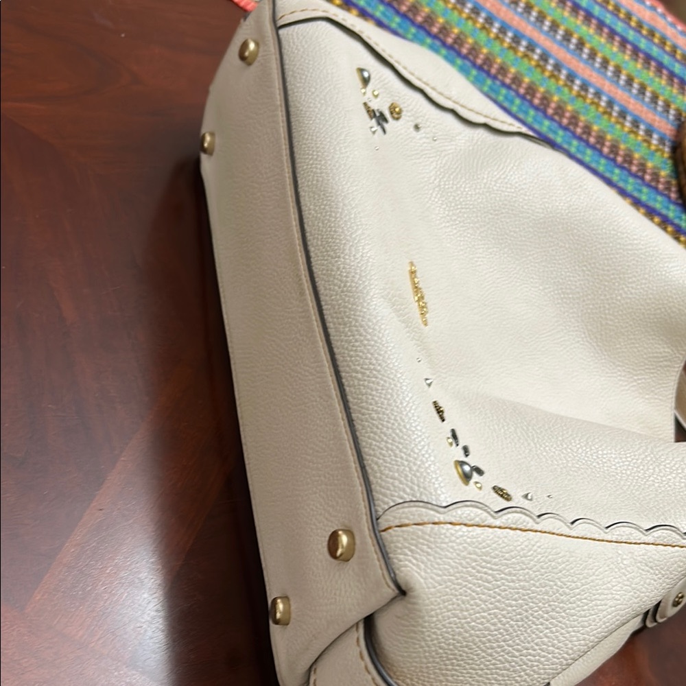 Coach Cream Leather Shoulder Bag with Floral Cutouts - Picture 3 of 5